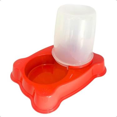 Imagem de Kit Comedouro e Bebedouro Automático Duplo para Cães e Gatos 1,35kg Ração 1,5L Água Dispenser Pet(1 Vermelho)