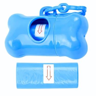 Imagem de Kit Suporte Cata Caca Cocô Cães Porta Saquinho Pet + 2 Refil Bacon Born Pet (Azul)