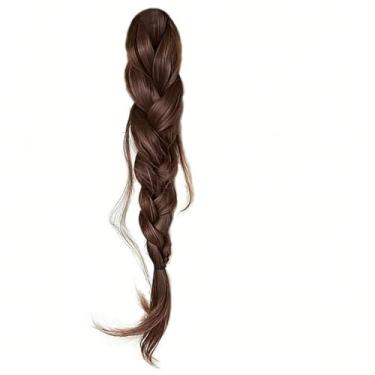 Imagem de 1 peça de extensões de cabelo humano real com clipe trançado rabo de peixe para mulheres, marrom escuro encaracolado realce extensões de cabelo macio clipe em extensões de cabelo humano