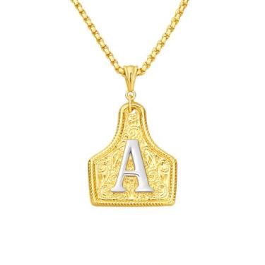 Imagem de rgwtgkyh Colar feminino com fivela de cinto prata com pingente de letra inicial ocidental delicado colar com pingente de letra personalizada joias presentes para cowgirl cowboy, Large, Metal, Sem