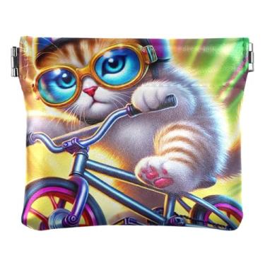 Imagem de Porta-moedas de violino de sapo vitoriano engraçado feminino couro rosa apertar porta-cartões para moedas, Cute Kitten Cool Cat 1, one size, Minimalista moderno