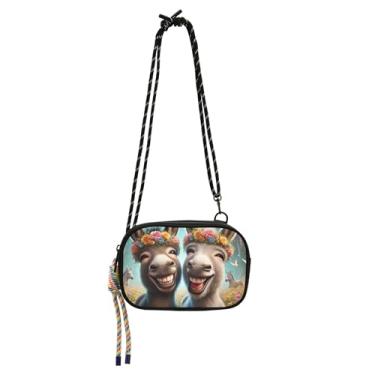 Imagem de TSENQUE Linda bolsa tiracolo pequena burro rindo para mulheres, bolsas para celular, bolsas de ombro femininas