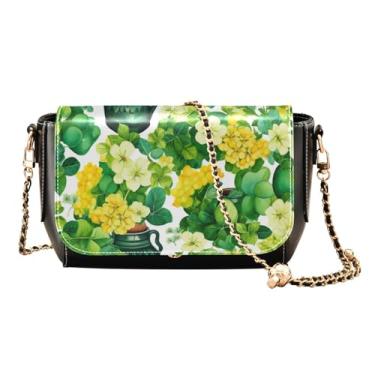 Imagem de Bouquet of Flowers in a Dark Bolsas de couro transversal, bolsas femininas transversais médias, bolsas de couro para mulheres modernas, Trevo trevo e garrafa - 4, One Size