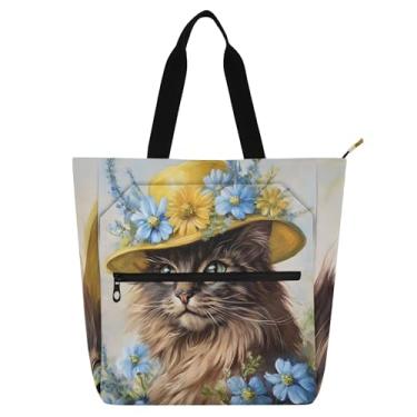 Imagem de GAIGEO Linda bolsa de ombro para crianças, mulheres, com zíper, escola, trabalho, viagem, lona, bolsa de ombro