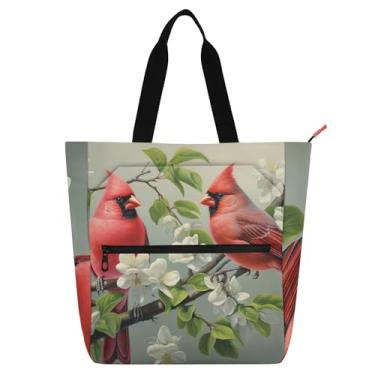 Imagem de Bolsa feminina para trabalho com flores vermelhas de lona universitária bolsas médias para amantes de livros presentes