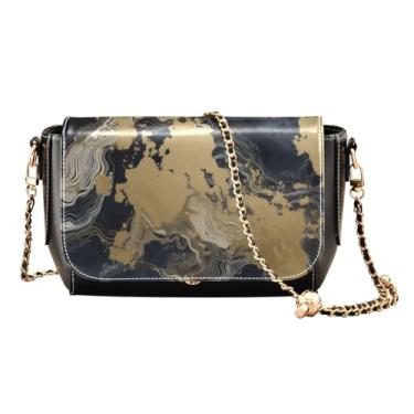 Imagem de GAIGEO Bolsa tiracolo de couro Redbasket Cravo para bicicleta romântica, bolsa de ombro feminina PU, bolsas de couro médio, Cena de textura bronzeadora preta, One Size