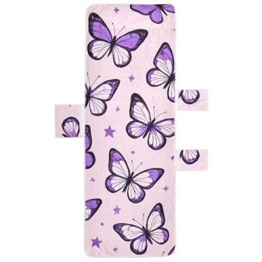 Imagem de Capas de espreguiçadeira de borboletas roxas, estrelas, toalha de cadeira, praia, piscina, espreguiçadeira, pátio, praia, 215,9 x 76,2 cm