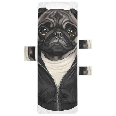 Imagem de Engraçada estampa de cachorro pug espreguiçadeira toalha de cadeira de praia para piscina espreguiçadeira ao ar livre 215,9 cm x 76,2 cm