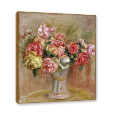 Imagem de NHLDZYH Moldura de teca. Impressão de flores vintage rústica, arte de parede em tela emoldurada floral clássica, decoração de cozinha de fazenda, pronto para pendurar. B38. 60 x 72 cm