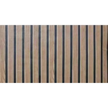 Imagem de Papel de Parede para Sala Quarto Cozinha Ripado Madeira 3D Auto Colante(2 Rolos [10 Metros],3D Madeira Escuro)