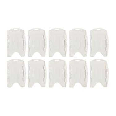 Imagem de APLVFFZH Conjunto de 10 Porta-crachás Dupla Face, Modelo Aberto, para Transporte, Branco, Tamanho real