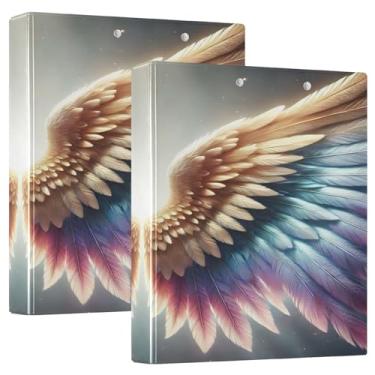Imagem de Asas de anjo coloridas brancas com 3 anéis, fichário grande com 3 anéis, pacote com 2 anéis de plástico