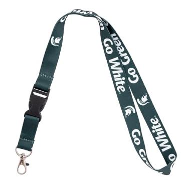 Imagem de Desert Cactus Michigan State University Cordão Spartans MSU chaves de carro porta-crachá de identificação chaveiro destacável fivela de encaixe separável (Design F)