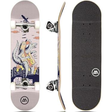 Imagem de Magneto Skate completo | 78,7 cm x 20,32 cm | Madeira de bordo, deck côncavo duplo | Skate Cruiser para crianças | Skate para iniciantes, adolescentes e adultos | Totalmente montado