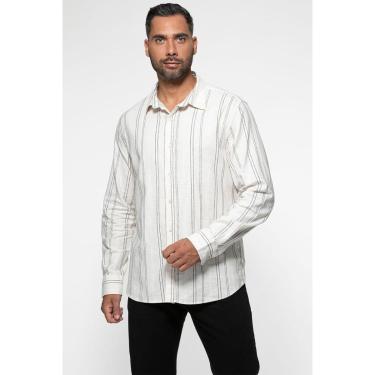 Imagem de Camisa Eco Linho Listrada Off White-Masculino