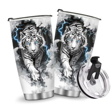 Imagem de Copos de café de viagem isolados caneca copo tigre garrafa de água presentes para presente de aniversário de Natal 590 ml homens pai pai avô meninos