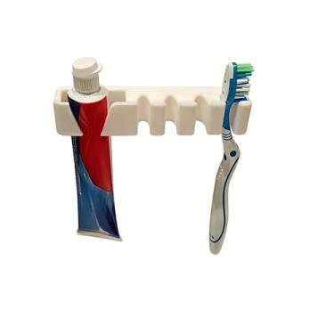 Imagem de Suporte para Escovas e Pasta de Dente Organizador de Parede Moderno Sem Furação Prova d Água Banheiro Anti Derrapante (preto)