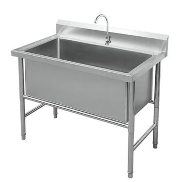 Imagem de Pia para todos os fins, pia de cozinha de aço inoxidável, pia de cozinha de piscina única independente, pia industrial independente, pia comercial com 1 compartimento, para lavanderia, banheiro, casa