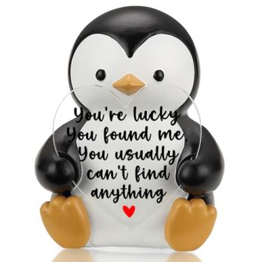 Imagem de Estatueta de pinguim, presente de amor, romântico, decoração de mesa para namorado, namorada, marido, esposa, aniversário, dia dos namorados, lembrança de Natal com mensagem de coração impressa