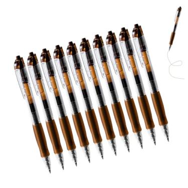 Imagem de GZBABY Caneta de gel retrátil, 10 peças, caneta esferográfica de ponta fina para escrever colorir, 0,5 mm, tinta marrom escura