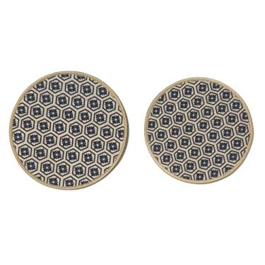 Imagem de Jogo de Descanso de Panela, 2 Peças, Estampado, Emborrachado, 18cm e 20cm de Diâmetro, Base de Borracha (Favo)