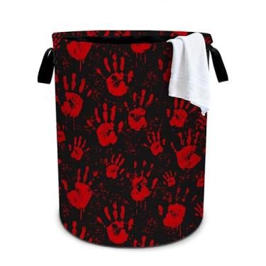 Imagem de Cesto de lavanderia de mão com caveira, cesto de roupa dobrável, organizador de balde de roupas, 40 x 40 cm, para lavanderia, quarto/banheiro