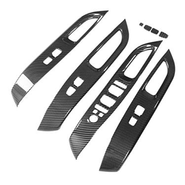 Imagem de Acouto Painel de Janela de Carbono Guarnição 2022 + 8 Peças Painel de Janela de Porta Decoração Capa de Carbono Substituição Interruptores Interiores Elétrica