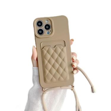 Imagem de Carteira de cartão Crossbody Cord Corda Capa de telefone para iPhone 15 13 Pro Max 14 11 12 X XR XS 7 8 Plus Capa de silicone diamante 3D, X7, para iPhone X