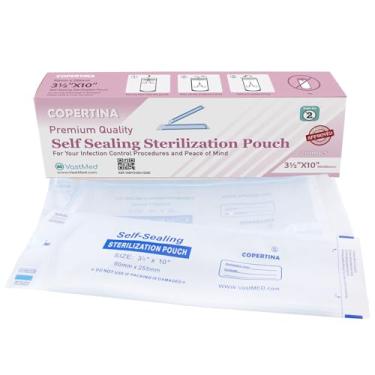 Imagem de 1000PCs COPERTINA Self Seal Sterilization Pouches 3.5" x 10" with Dual Indicators for Dental Tools by VASTMED | Autoclave Sterilizer Bags Pouch for Tools