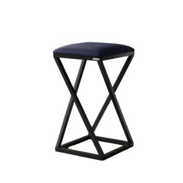 Imagem de Banqueta Baixa Banco Cozinha Americana Balcão Bar Aço Cor:Azul - Loja 