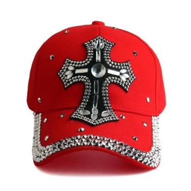 Imagem de Boné de beisebol Trucker com design cruzado de strass - Yiweisai