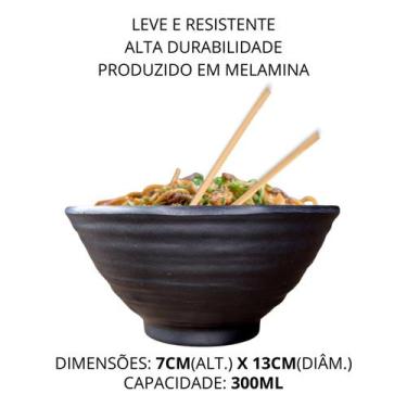 Imagem de Tigela Japonesa Bowl Oriental Melamina Cumbuca Preto 300ml - Best