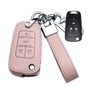 Imagem de Capa de couro para chave de carro compatível com Chevrolet Cruze Aveo Trax Opel Astra Corsa Meriva Zafira Antara J Mokka Insignia compatível com Buick(C-Pink)