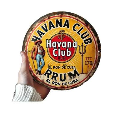 Imagem de Placa De Metal Redonda Grande Réplica Da Etiqueta Do Rum Havana Club V