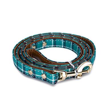 Imagem de Coleiras de cachorro StrawberryEC para cães pequenos ajustáveis com fivela de couro para identidade. Linda coleira xadrez de bandana vermelha para cachorroStrawberryEC Small verde STE139PG