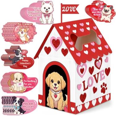 Imagem de luck sea Valentines Day Dog Paper Mailbox Crafts Kit, DIY Valentine’s Mail Box Craft + Valentine Exchange Cards Gift