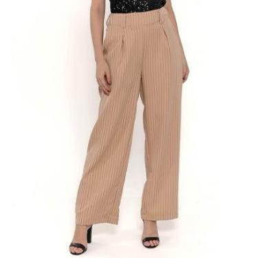 Imagem de Calça Bisô Risca de Giz Bege-Feminino