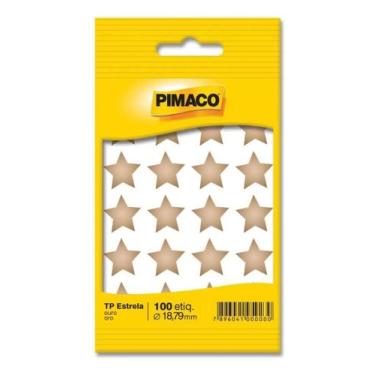 Imagem de Etiquetas Pimaco Estrela Ouro Metálica 100 Unidades Adesiva