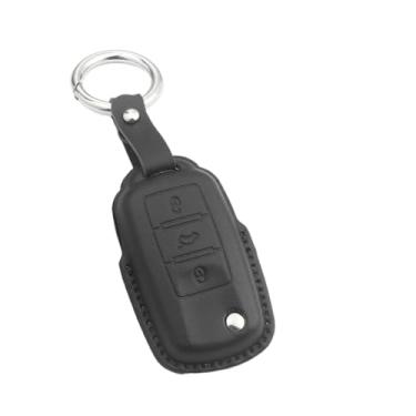 Imagem de Capa de couro para chave de carro, capa up keyless fob compatível com vw beetle caddy eos golf jetta polo scirocco tiguan touran(B3)