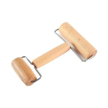 Imagem de Rolo De Madeira Com Cabo Para Preparar Massa, Utensílio De Cozinha Par