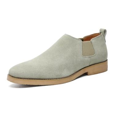 Imagem de Chelsea Botas masculinas elegantes de couro de camurça: sapatos sociais sem cadarço para negócios, casual, trabalho, festa e uso diário, Cinza, 39 BR