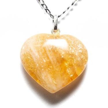 Imagem de Colar Coração Pedra Citrino Montagem Pino Prata 950 - CristaisdeCurvel