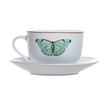 Imagem de Xicara e Pires para Chá - Borboleta - Pequenos Voadores - Porcelana - 220ml - Full Fit