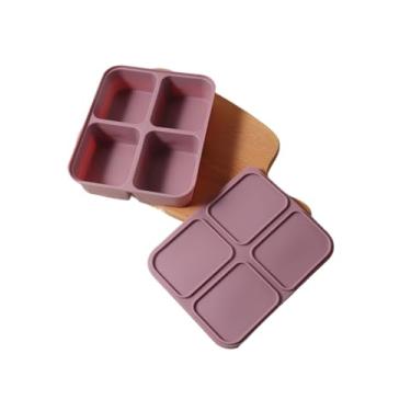 Imagem de Bandejas de silicone para cubos de gelo, 4/6/12 para freezer, mini quadrada, tampa para casa, restaurante, faça você mesmo (vermelho claro, pequeno)