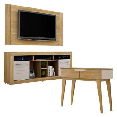 Imagem de Rack Bancada Painel para TV Firenze e Aparador Bellíssima Cinamomo Off