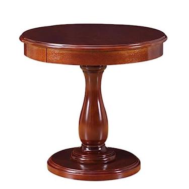 Imagem de Mesa lateral redonda moderna de madeira maciça, mesa de cabeceira pequena para sala de estar, quarto, escritório, espaços pequenos, 40 cm P x 60 cm A - nogueira natural simples