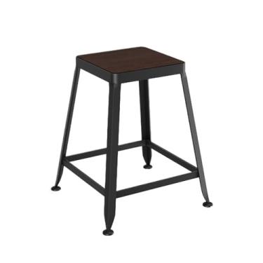 Imagem de KHUTRW3D Balcão de cozinha pequeno banco de ferro costas nuas banco de bar restaurante bar banco alto de madeira 45 cm cadeiras de bar