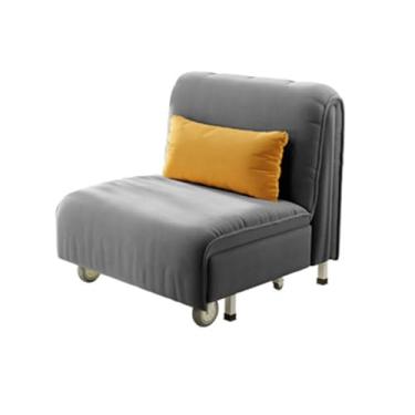 Imagem de Sofá-cama dobrável moderna, cadeira, estofada individual com roda, convidado para sala de estar, casa, escritório, cadeira de dormir (cinza, 100 cm)