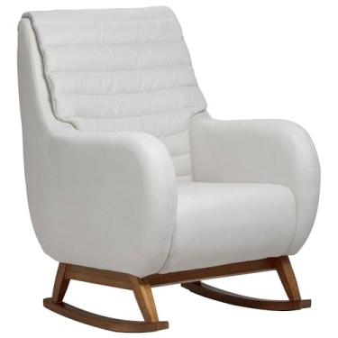 Imagem de Poltrona de Amamentação Com Balanço Base Nina Sky D02 Linho Branco C-419 - Lyam Decor