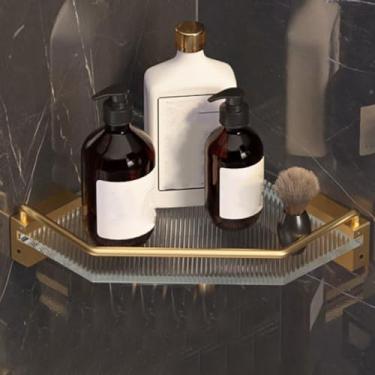 Imagem de Conjunto de ferragens de banheiro, acessórios de banho dourados toalheiro montado na parede, barra de toalha, escova de vaso sanitário, ganchos de toalha, suporte de papel, cesta triangular